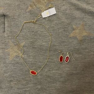 Kendra Scott Red Earrings and Necklace Set '